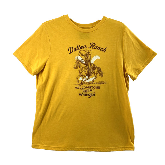 Wrangler‎ Yellowstone T Shirt Womens Large Yellow Graphic Western Cowboy - Picture 1 of 9